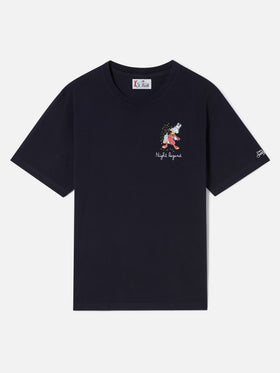 Navy blue Arnott organic cotton t-shirt with Night Pigiama embroidery | Special edition