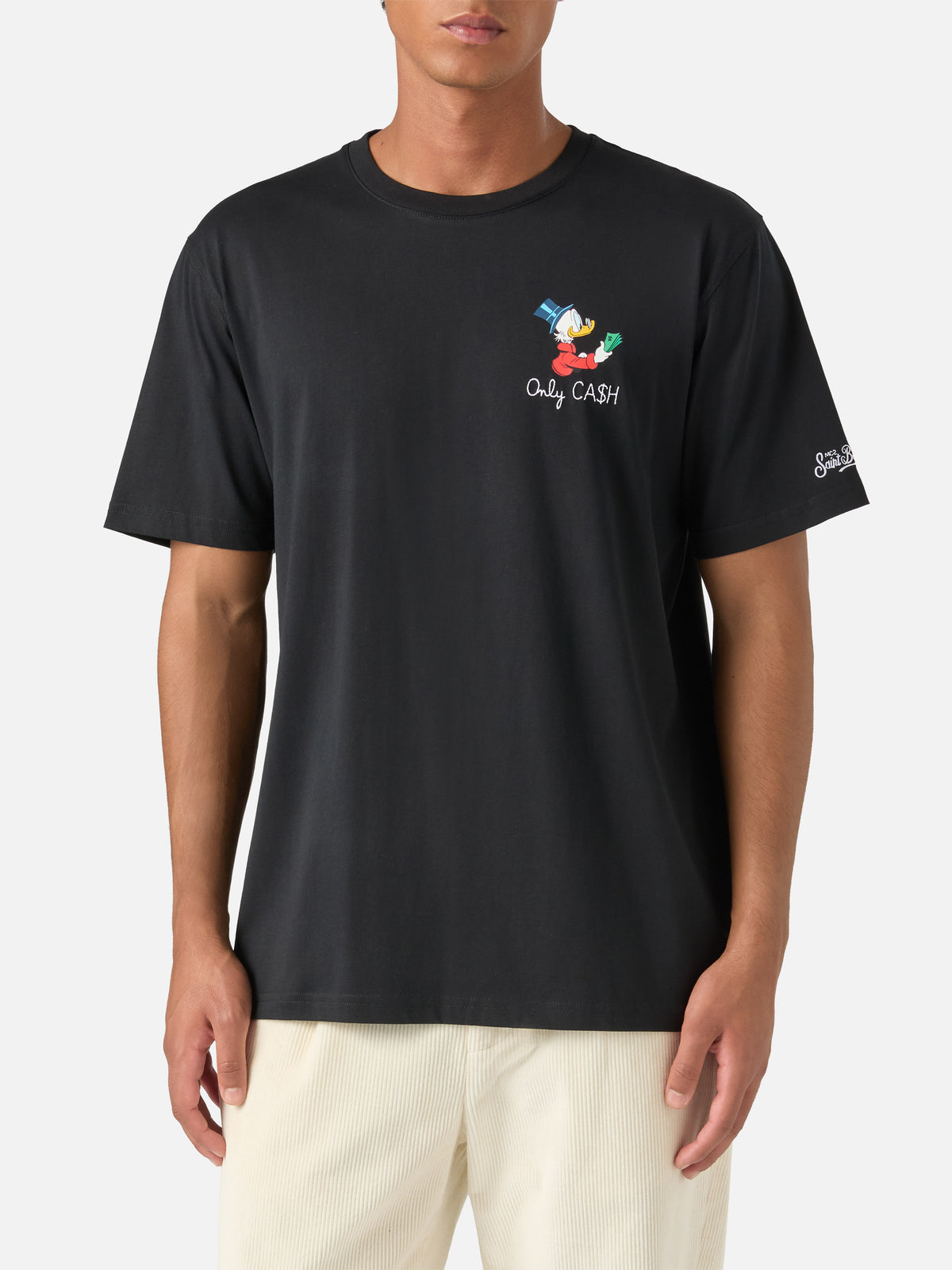 Schwarzes T-Shirt aus Arnott Baumwolle mit Only Cash-Stickerei | Special edition 