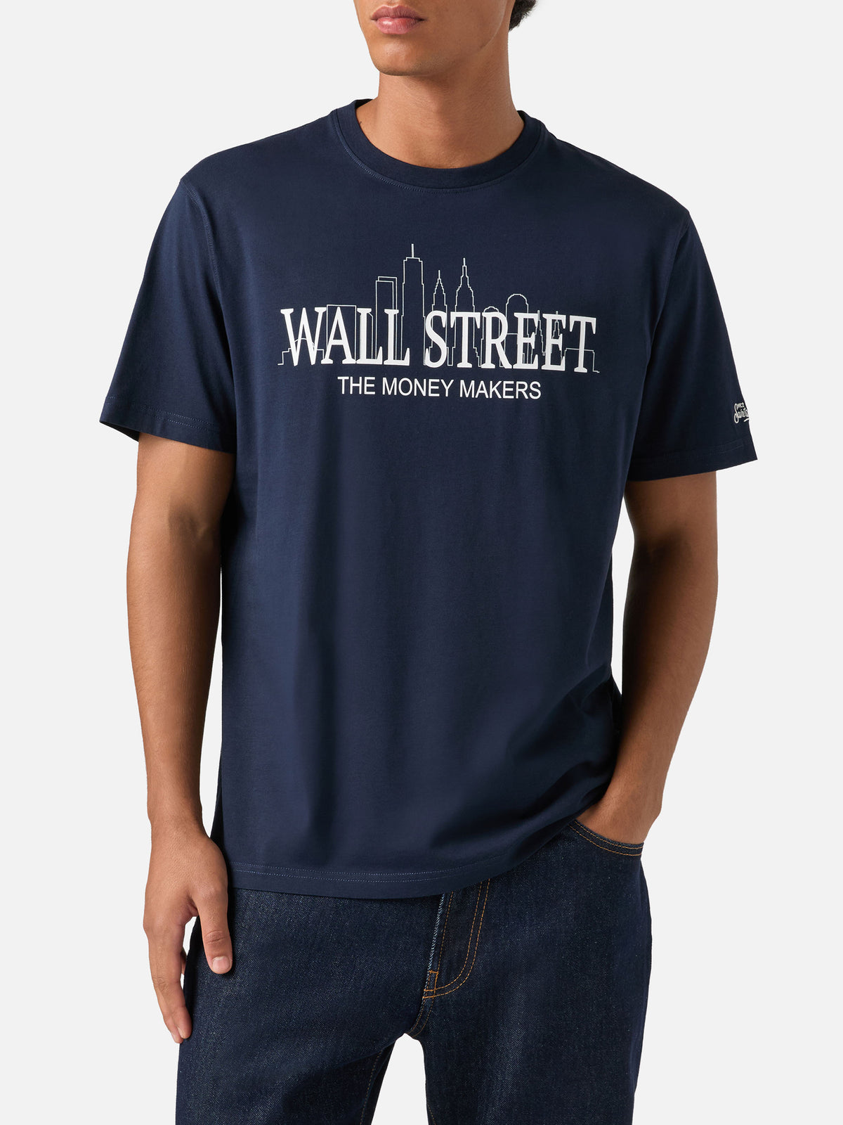 T-shirt en coton Arnott bleu marine blue avec imprimé Wall Street | Special edition 