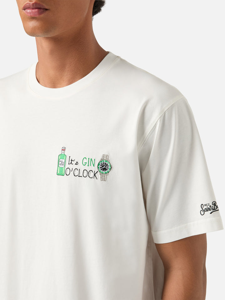 T-shirt en coton Off white Arnott avec broderie It's Gin O'Clock 
