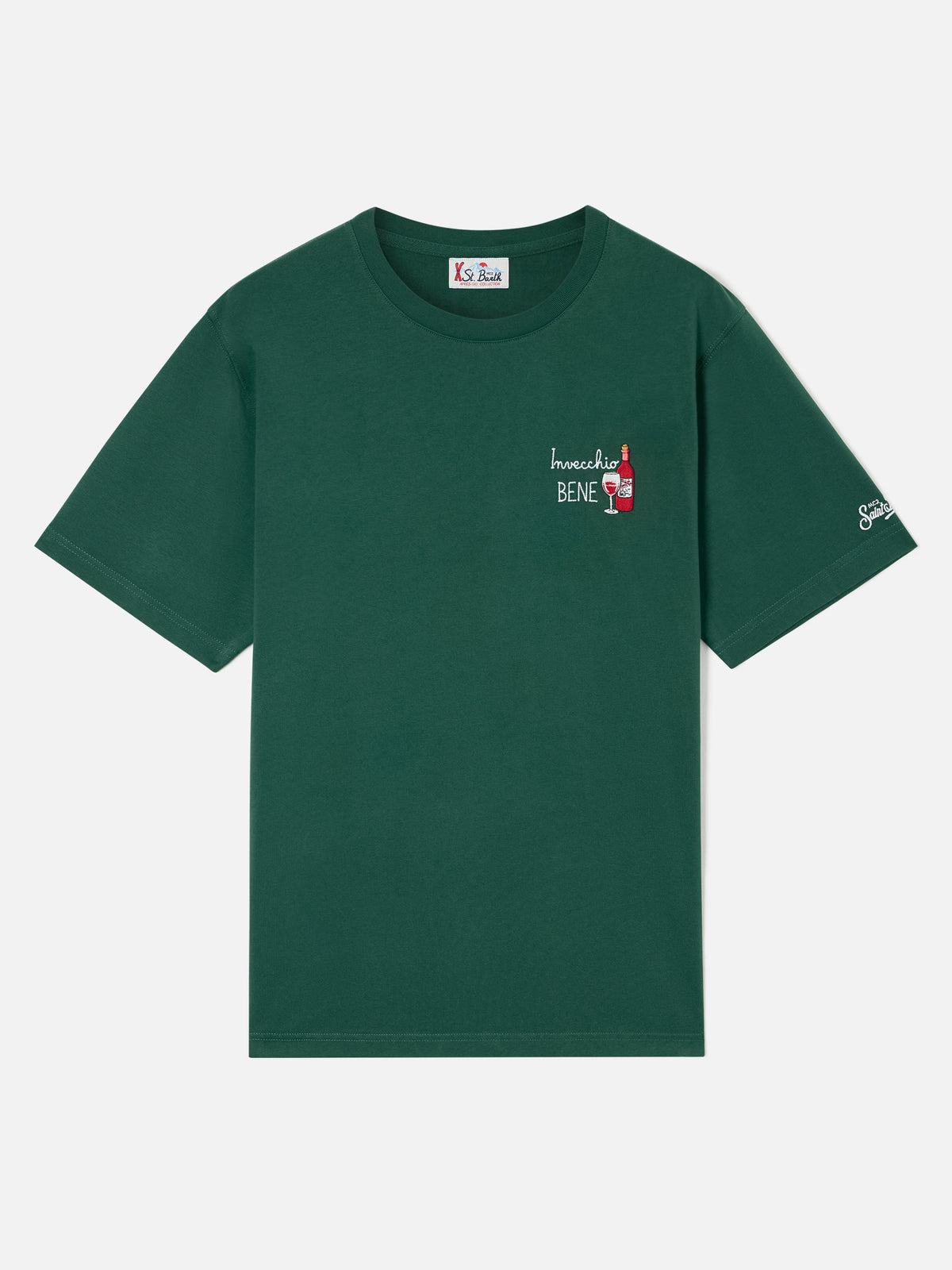 Grünes T-Shirt aus Baumwolle Arnott mit Stickerei Invecchio Bene 