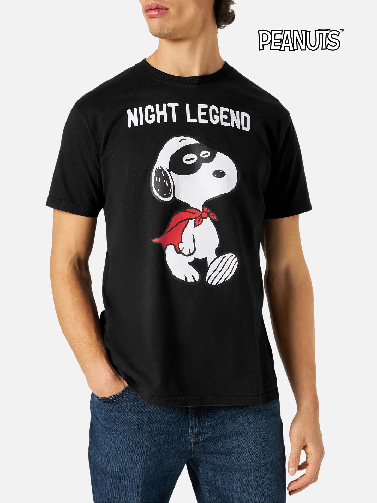 Man cotton t-shirt with Snoopy night legend print  | SNOOPY - PEANUTS™ SPECIAL EDITION