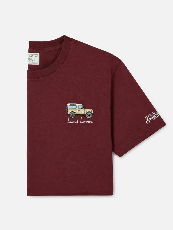 Arnott Warm t-shirt in burgundy with Land Lover embroidery