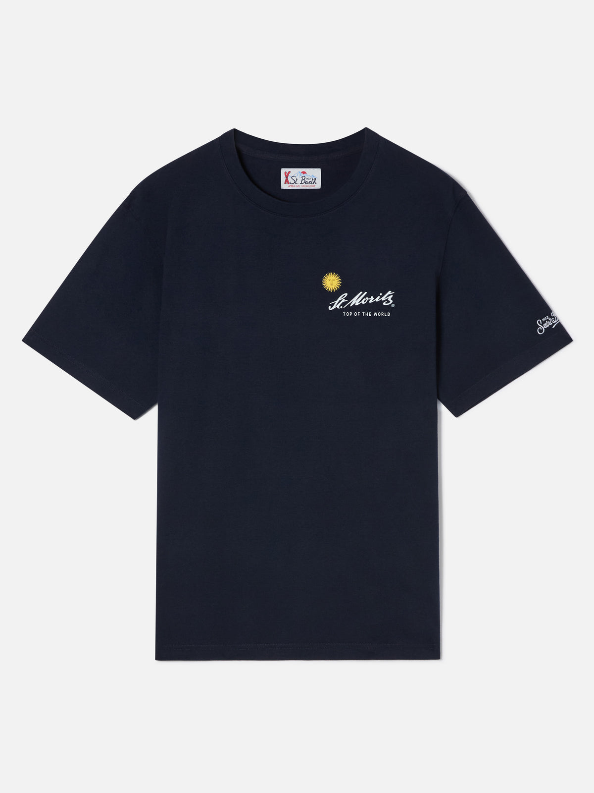 T-shirt Arnott Warm blu navy in cotone con stampa St. Moritz sul retro | Special edition