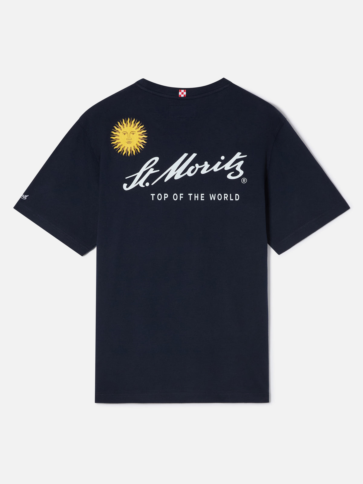 T-shirt Arnott Warm blu navy in cotone con stampa St. Moritz sul retro | Special edition