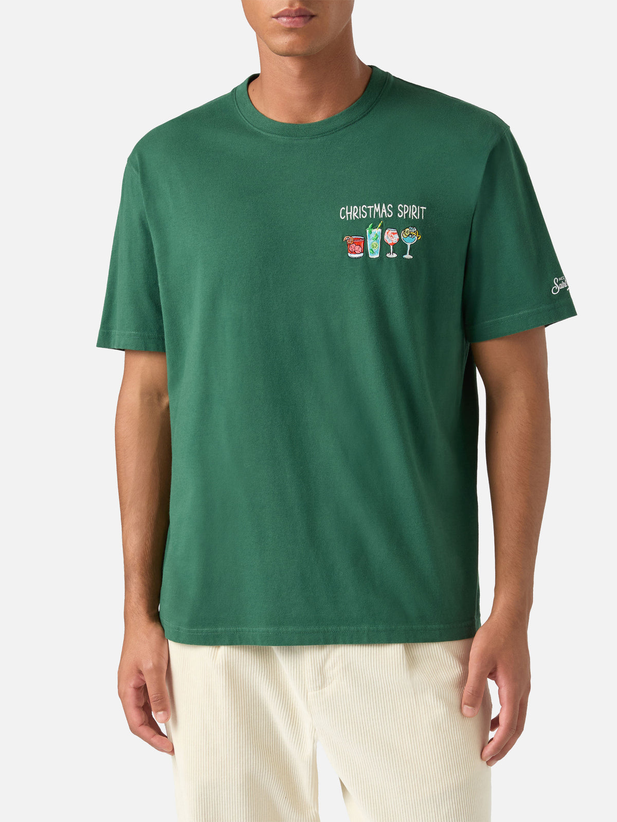T-shirt en coton chaud vert Arnott avec broderie Christmas Spirit 