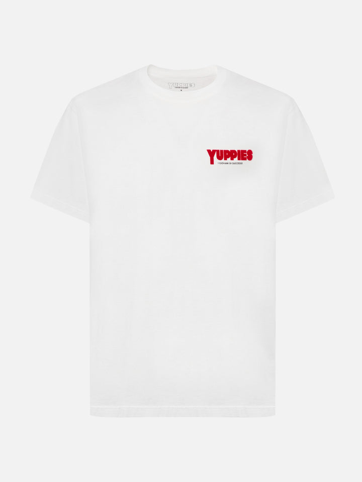 Arnott Warm winter cotton T-shirt in white with Yuppies print | YUPPIES SPECIAL EDITION