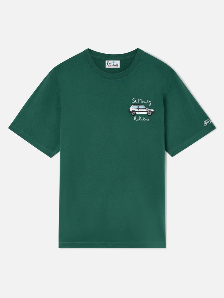 T-shirt vert en coton chaud avec broderie St. Moritz Habitué | Special edition Arnott 