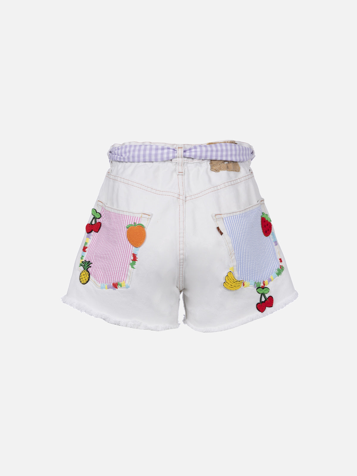 Woman upcycled denim shorts Arizona with patches - MC2 Saint Barth