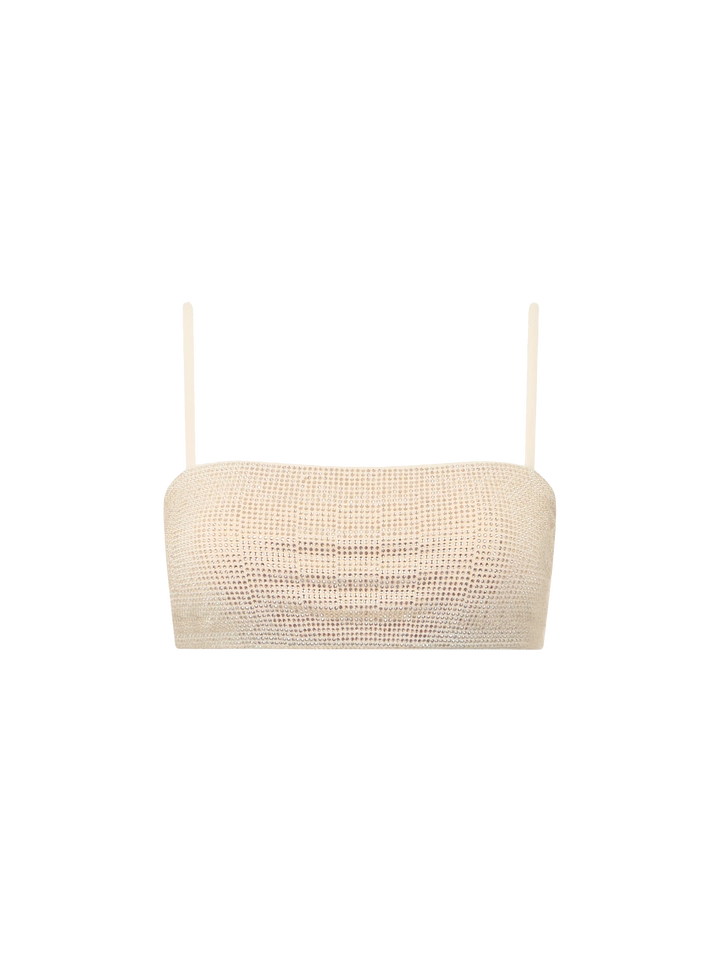 Top a fascia da donna Athena beige con strass