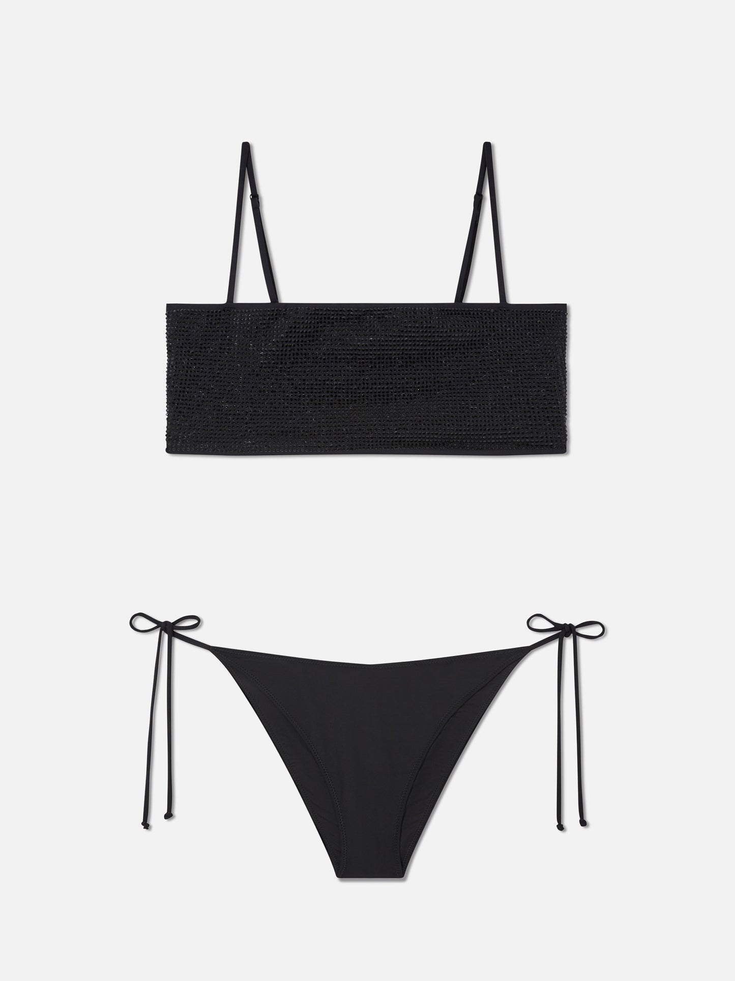 Bikini bandeau negro Athena Virgo con strass 