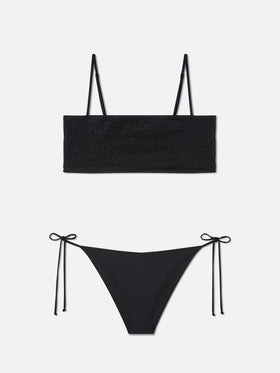 Bikini bandeau negro Athena Virgo con strass 