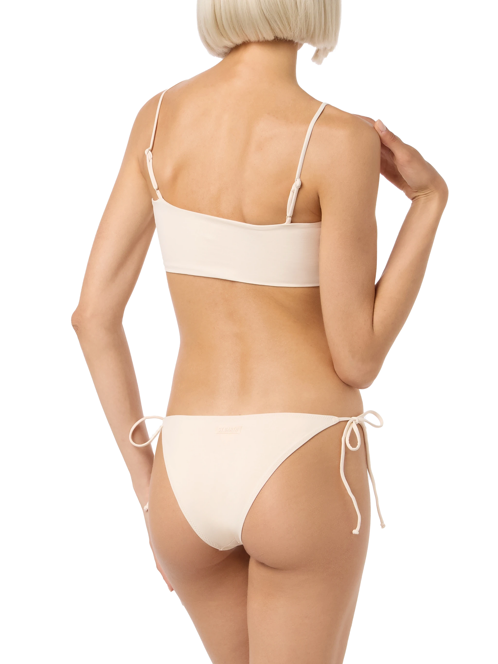 Woman beige bandeau bikini Athena Virgo with rhinestones - MC2 Saint Barth