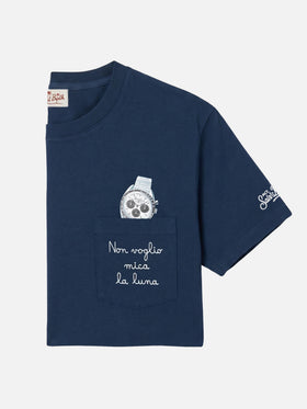 Camiseta de algodón Austin con bordado y estampado de reloj 