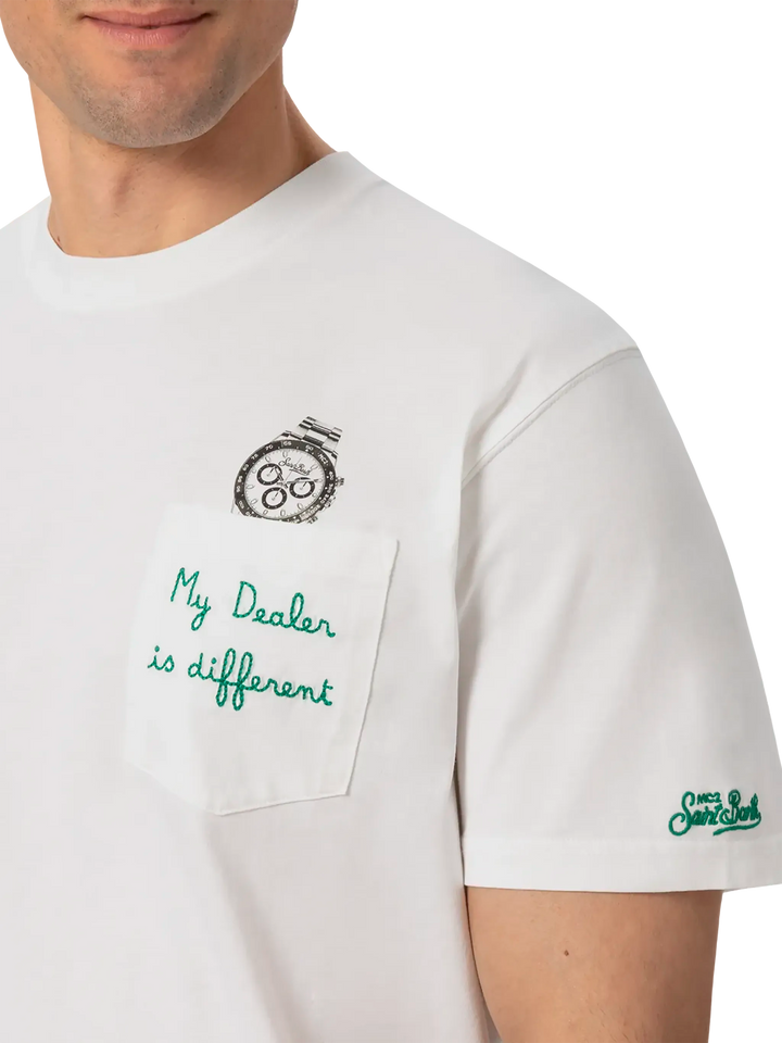 Cotton t-shirt Austin with embroidery and watch print - MC2 Saint Barth