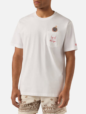 T-shirt Austin blanc avec montre et broderie Eye Of The Tiger 