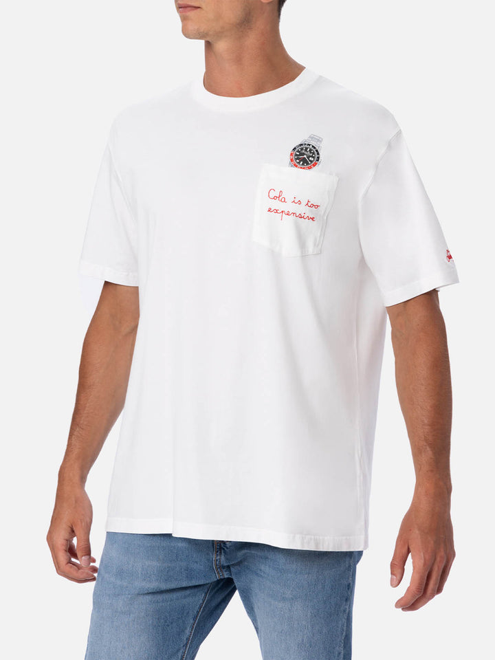 Tshirt in cotone Austin con ricamo e stampa orologio