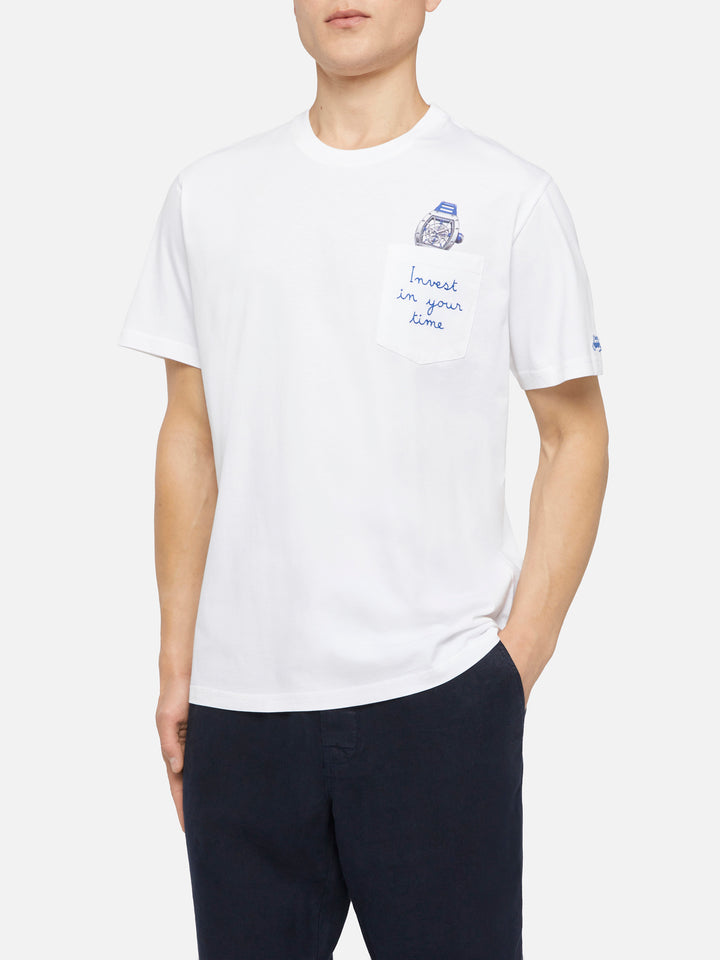 Cotton t-shirt Austin with embroidery and watch print - MC2 Saint Barth