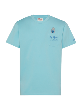 Cotton t-shirt Austin with embroidery and watch print - MC2 Saint Barth