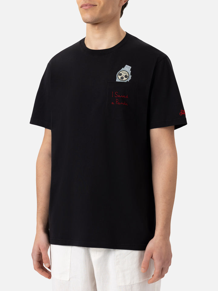 Cotton t-shirt Austin with embroidery and watch print - MC2 Saint Barth