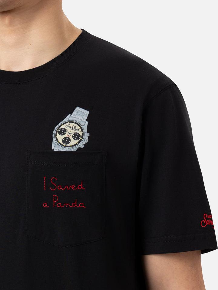 Cotton t-shirt Austin with embroidery and watch print - MC2 Saint Barth
