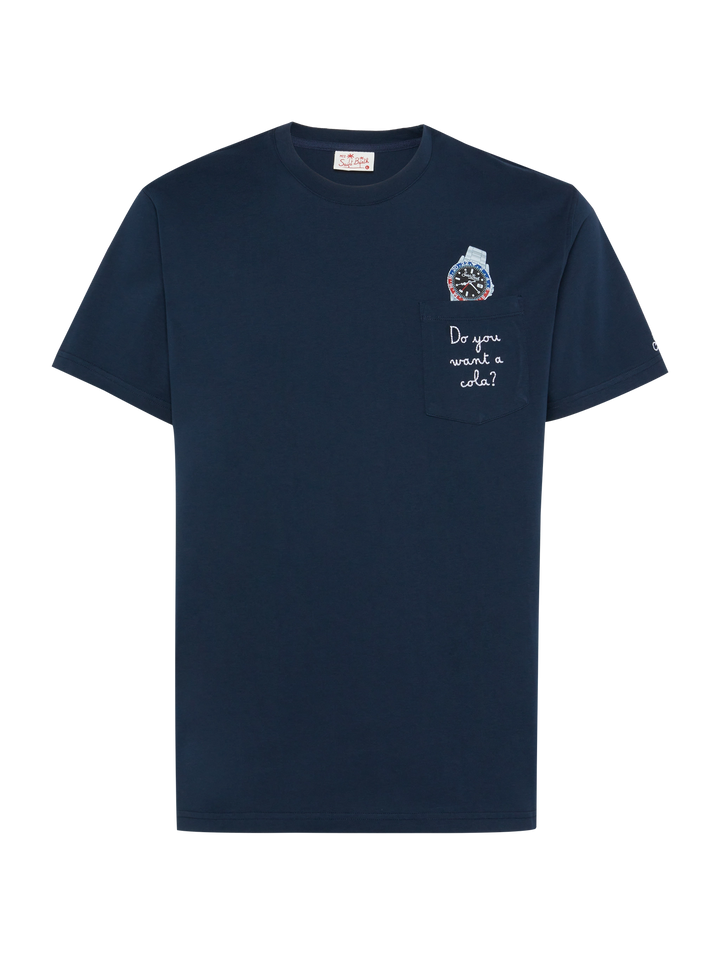 Cotton t-shirt Austin with embroidery and watch print - MC2 Saint Barth