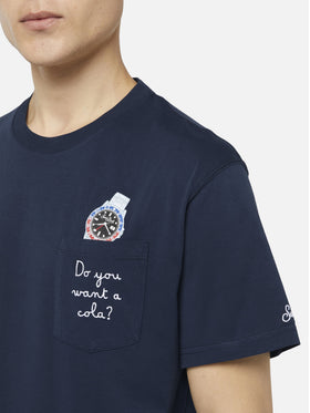 Baumwoll-T-Shirt Austin mit Stickerei und Uhrendruck