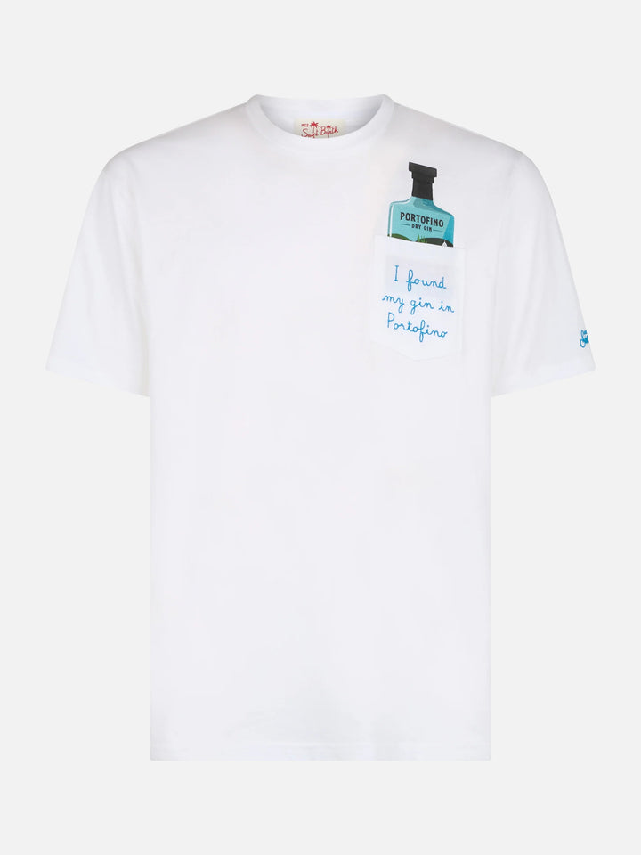 Man cotton t-shirt Austin with embroidery and Portofino Gin print | PORTOFINO GIN SPECIAL EDITION