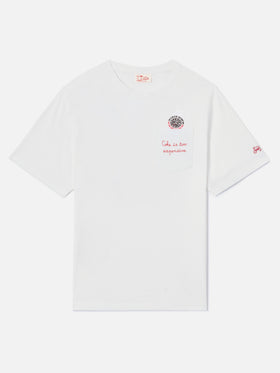 T-shirt Austin blanc avec broderie montre et Coke Is Too Expensive 
