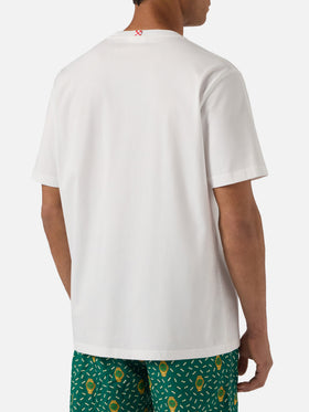 T-shirt Austin blanc avec montre et broderie Golden Power 