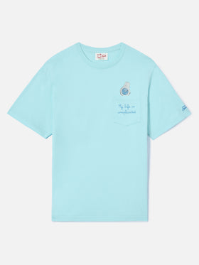 Light blue Austin t-shirt with watch and My Life Is Complicated embroidery