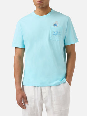 Light blue Austin t-shirt with watch and My Life Is Complicated embroidery