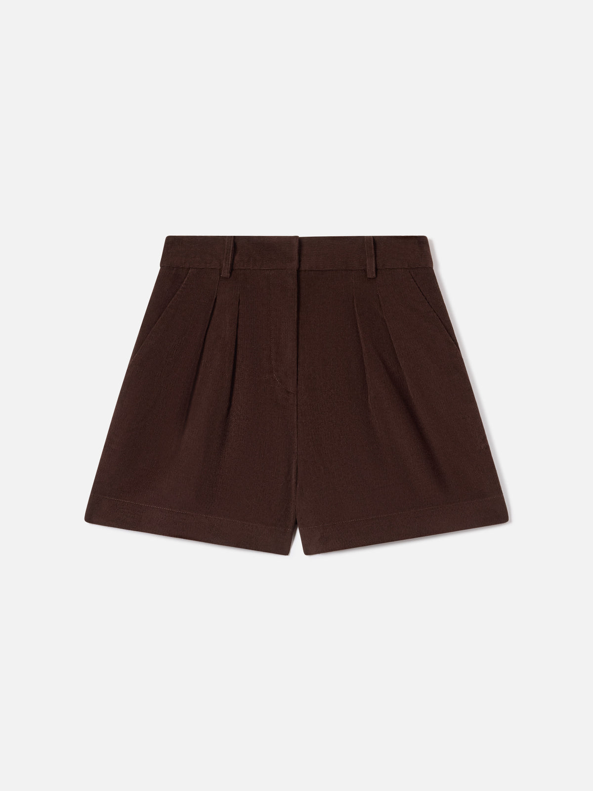 Short en velours côtelé de coton Aya marron foncé 
