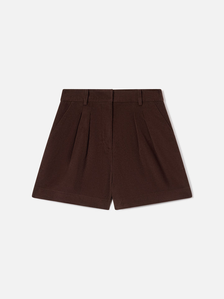 Shorts Aya marrone scuro in velluto a coste di cotone