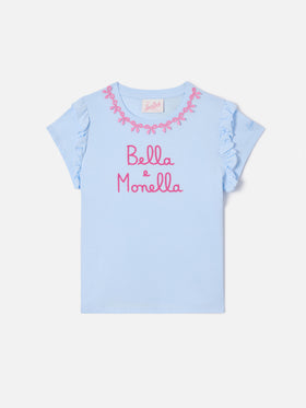 Cotton t-shirt Baby with flounce and Bella e Monella embroidery