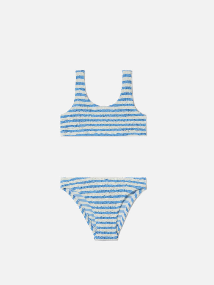 Baker crinkle bikini with blue stripes