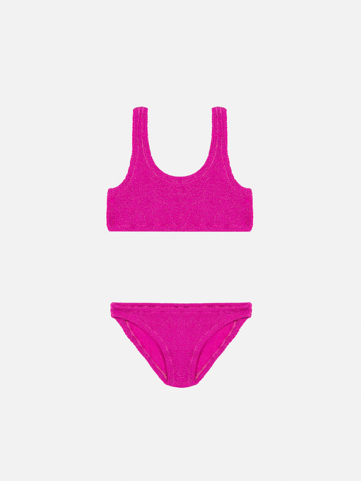 Fuchsia lurex crinkle classic bralette bikini Baker - MC2 Saint Barth