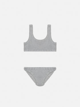 Silver lurex crinkle classic crinkle bralette bikini Baker - MC2 Saint Barth