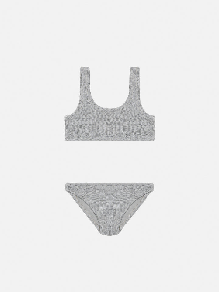 Silver lurex crinkle classic crinkle bralette bikini Baker - MC2 Saint Barth