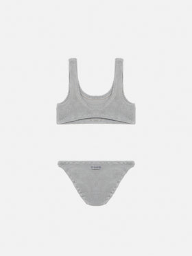 Silver lurex crinkle classic crinkle bralette bikini Baker - MC2 Saint Barth