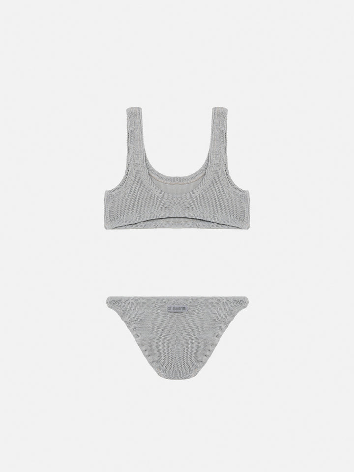 Silver lurex crinkle classic crinkle bralette bikini Baker - MC2 Saint Barth