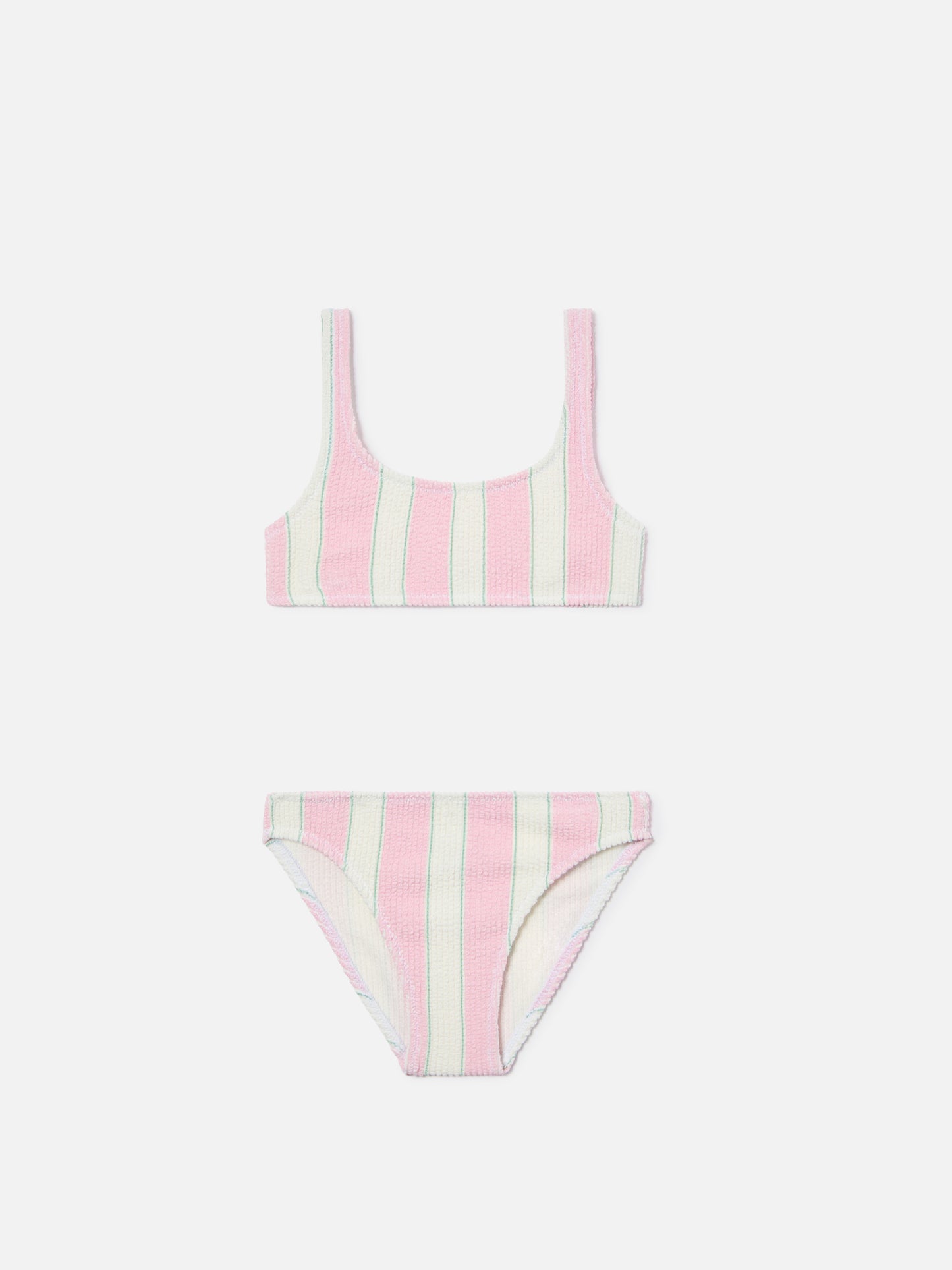 Baker crinkle bikini with pink and cream stripes