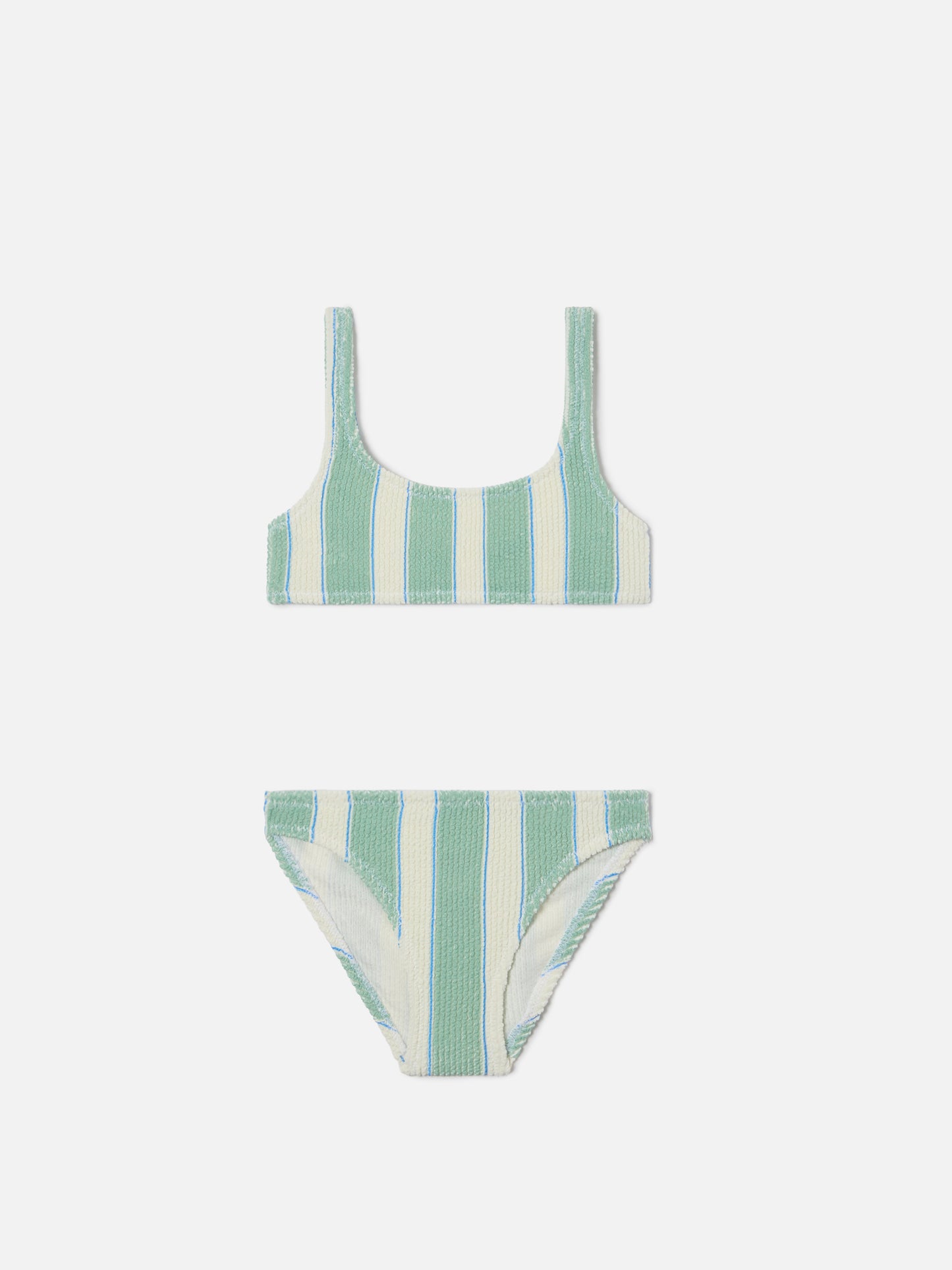 Baker Crinkle-Bikini mit grünen und cremefarbenen Streifen 