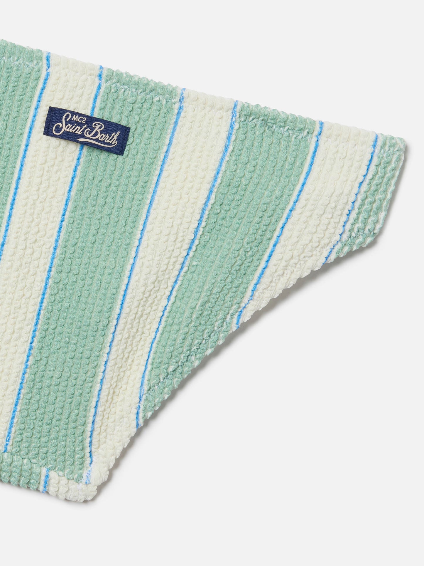 Baker Crinkle-Bikini mit grünen und cremefarbenen Streifen 