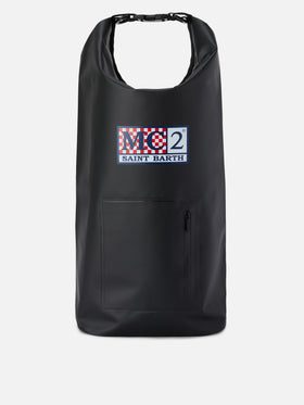 Mochila Aqua backpack en PVC negro de color liso con logo estampado 