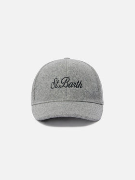 Cappello con visiera Baseball Felt in misto lana grigio
