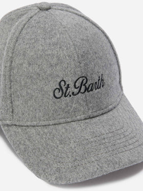 Cappello con visiera Baseball Felt in misto lana grigio