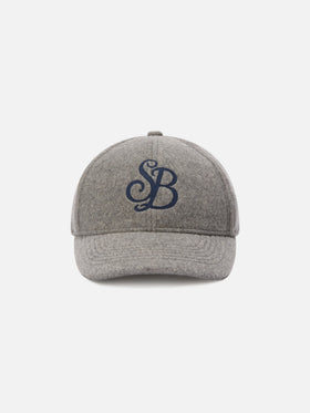 Grey Baseball felt cap with SB monogram embroidery