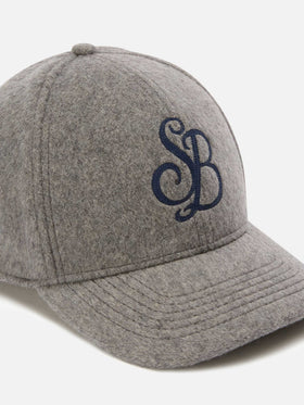 Grey Baseball felt cap with SB monogram embroidery