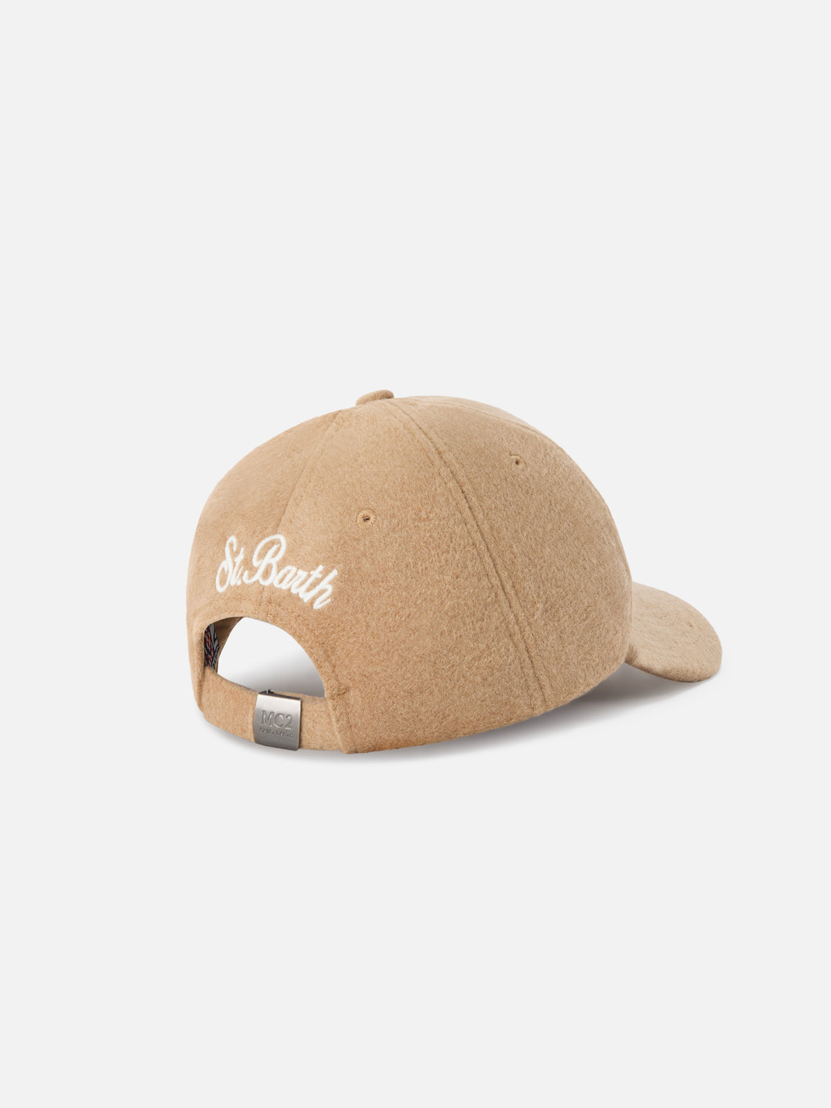 Gorra de fieltro Beige Baseball con paisaje de montaña bordado 